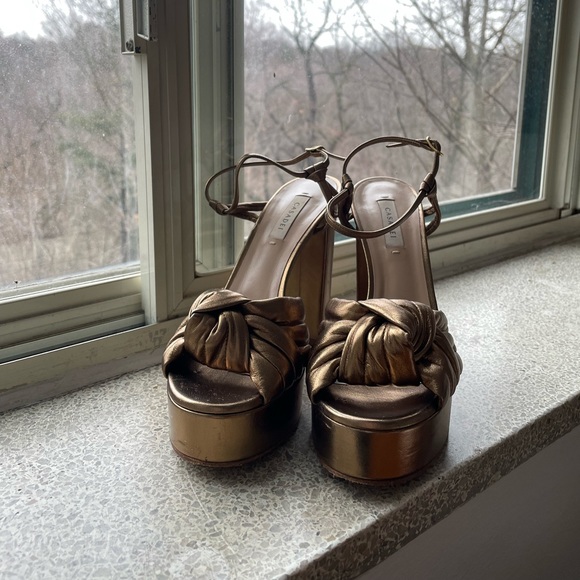 CASADEI Bronze metallic Knot Front Platform sandals, highills - Picture 2 of 6